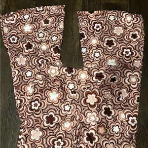 SHEIN Brown Floral Retro Wide-Leg Pants